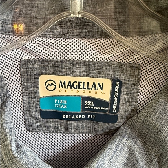 Magellan Outdoors fish gear button down Gray/blue Long Sleeve Shirt. Size 2XL - Picture 3 of 7